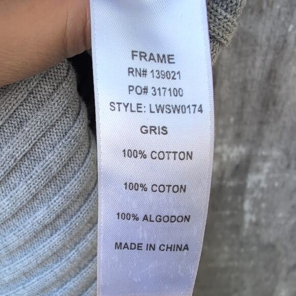 FRAME Denim Heather Grey Ribbed Knit Stretch Midi Women's Small MinimalistLuxe - Picture 4 of 8